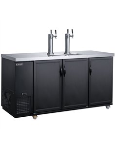Professional Double Tap Beer Dispenser 3 Door Bottle Cooler 703L 1788×705×1216mm Black | Stalwart DA-DKB72M3