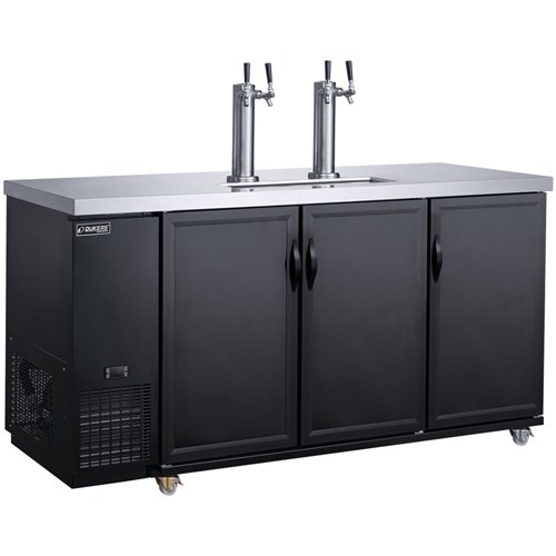 Professional Double Tap Beer Dispenser 3 Door Bottle Cooler 703L 1788×705×1216mm Black | Stalwart DA-DKB72M3