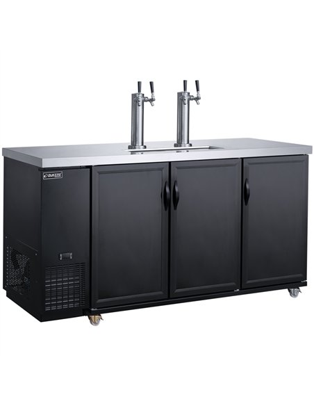 Professional Double Tap Beer Dispenser 3 Door Bottle Cooler 703L 1788×705×1216mm Black | Stalwart DA-DKB72M3