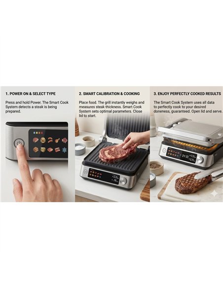 Professional Smart Contact Electric Grill with Non-Stick 23×29cm Plates 2200W 372×355×181mm | Stalwart DA-TCCK104