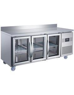 Commercial 3 Glass Door Counter Fridge with Upstand - Stainless Steel Prep Fridge 1794×700×950mm | Stalwart DA-SUP122