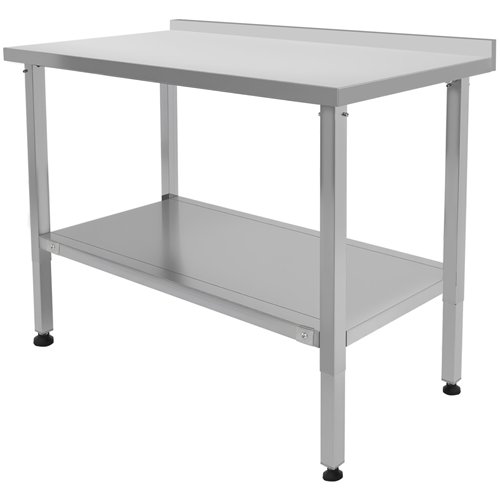 Stainless Steel Elevating Work Table with 50mm Backsplash 1200×600×750–1050mm | Stalwart DA-MCEWB6012B
