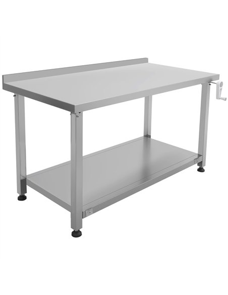 Stainless Steel Elevating Work Table with 50mm Backsplash 1400×600×750–1050mm | Stalwart DA-MCEWB6014B