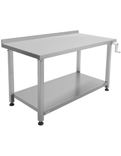 Stainless Steel Elevating Work Table with 50mm Backsplash 1500×600×750–1050mm | Stalwart DA-MCEWB6015B 2
