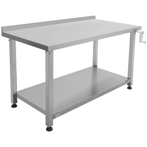 Stainless Steel Elevating Work Table with 50mm Backsplash 900×700×750–1050mm | Stalwart DA-MCEWB7009B