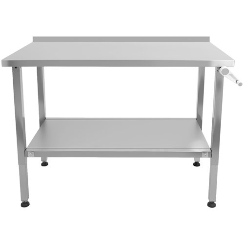 Stainless Steel Elevating Work Table with 50mm Backsplash 1400×700×750–1050mm | Stalwart DA-MCEWB7014B