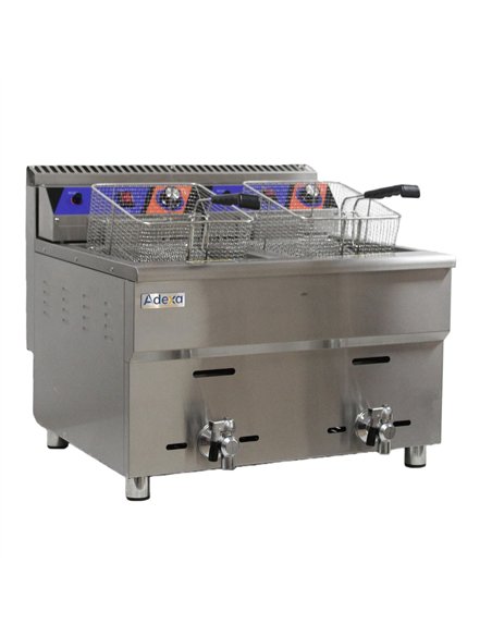 Commercial Double Tank Gas Fryer with Dual Drain Taps - 14L+14L Countertop | Stalwart DA-GF182