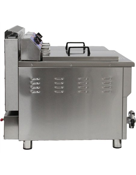 Commercial Double Tank Gas Fryer with Dual Drain Taps - 14L+14L Countertop | Stalwart DA-GF182