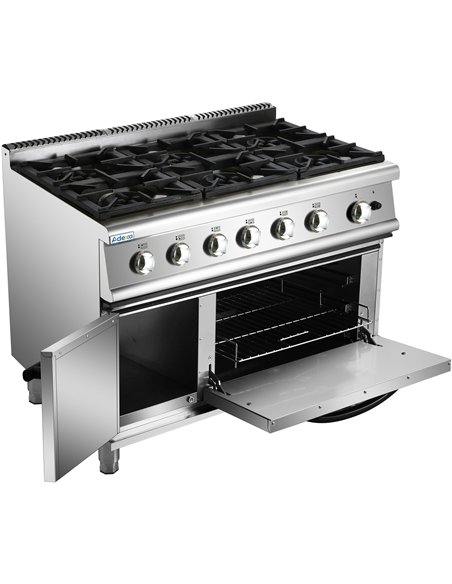 Professional Stainless Steel Gas Range Oven with 6 Burners  | Stalwart DA-ADX776