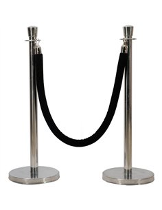 2pcs Silver Stanchion with Curved top 6ft Black Rope | Stalwart DA-AOX208