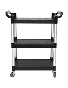Professional 3-Tier Utility Trolley Black Polypropylene 1010x500x980mm | Stalwart DA-HZMCC501 2
