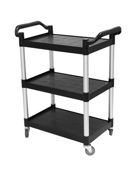 Professional 3-Tier Utility Trolley Black Polypropylene 1010x500x980mm | Stalwart DA-HZMCC501