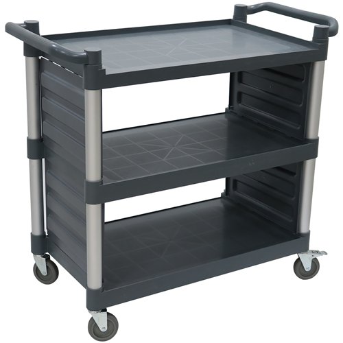 Professional 3-Tier Utility Trolley with Side Panels Grey Polypropylene 1010x500x980mm | Stalwart DA-HZMCC5013