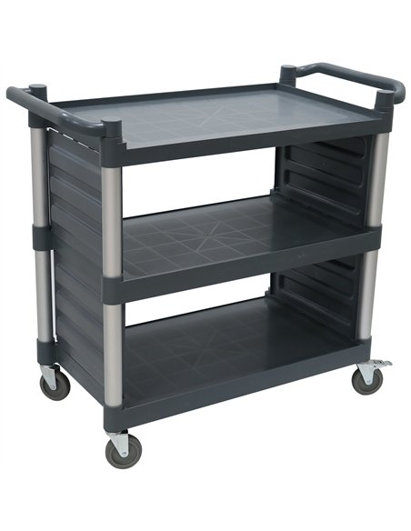 Professional 3-Tier Utility Trolley with Side Panels Grey Polypropylene 1010x500x980mm | Stalwart DA-HZMCC5013