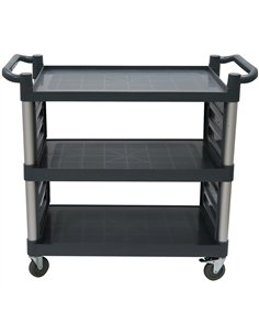 Professional 3-Tier Utility Trolley with Side Panels Grey Polypropylene 1010x500x980mm | Stalwart DA-HZMCC5013 2