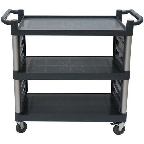 Professional 3-Tier Utility Trolley with Side Panels Grey Polypropylene 1010x500x980mm | Stalwart DA-HZMCC5013