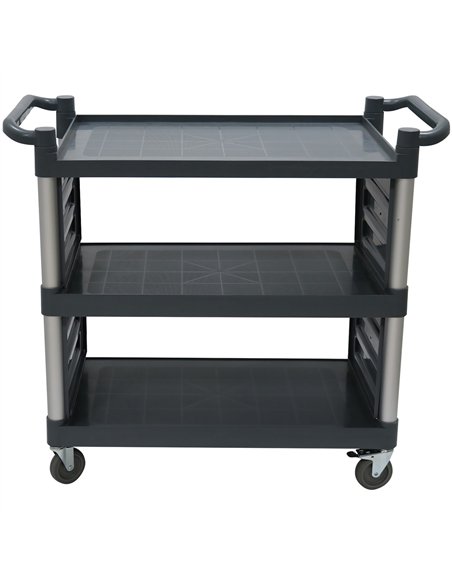 Professional 3-Tier Utility Trolley with Side Panels Grey Polypropylene 1010x500x980mm | Stalwart DA-HZMCC5013