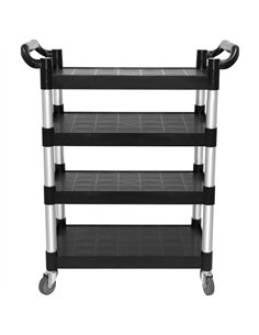 Professional 4-Tier Utility Trolley Black Polypropylene 1010x500x1260mm | Stalwart DA-HZMCC5014 2