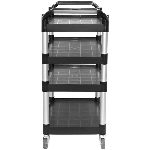 Professional 4-Tier Utility Trolley Black Polypropylene 1010x500x1260mm | Stalwart DA-HZMCC5014