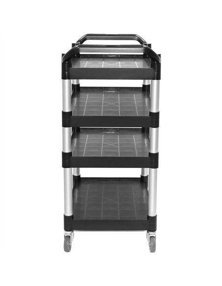 Professional 4-Tier Utility Trolley Black Polypropylene 1010x500x1260mm | Stalwart DA-HZMCC5014