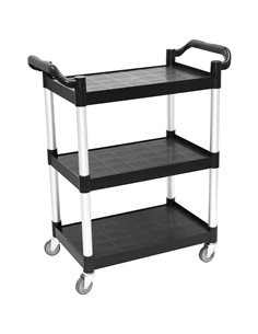 Professional 3-Tier Utility Trolley Black Polypropylene 790x420x940mm | Stalwart DA-HZMCC502