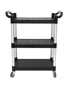 Professional 3-Tier Utility Trolley Black Polypropylene 790x420x940mm | Stalwart DA-HZMCC502 2