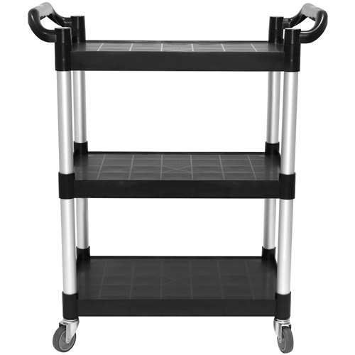 Professional 3-Tier Utility Trolley Black Polypropylene 790x420x940mm | Stalwart DA-HZMCC502