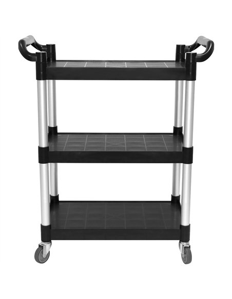 Professional 3-Tier Utility Trolley Black Polypropylene 790x420x940mm | Stalwart DA-HZMCC502