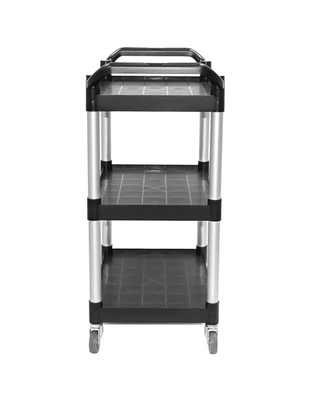 Professional 3-Tier Utility Trolley Black Polypropylene 790x420x940mm | Stalwart DA-HZMCC502