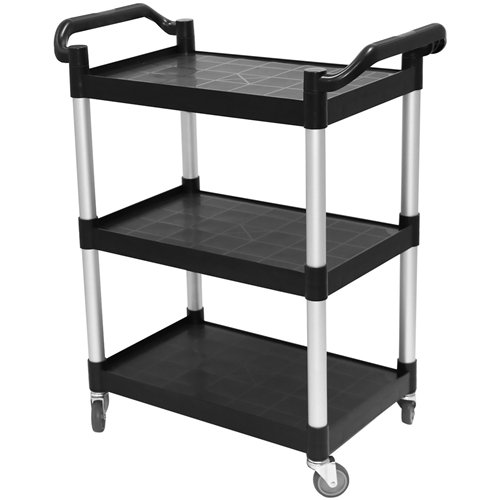 Professional 3-Tier Utility Trolley Black Polypropylene 790x420x940mm | Stalwart DA-HZMCC502