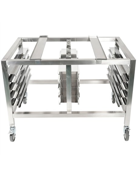 Stainless Steel Oven Stand with Dual GN1/1 &amp 60x40 Rails 980x700x745mm | Stalwart DA-WAN120