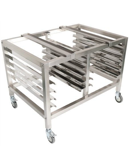 Stainless Steel Oven Stand with Dual GN1/1 &amp 60x40 Rails 980x700x745mm | Stalwart DA-WAN120