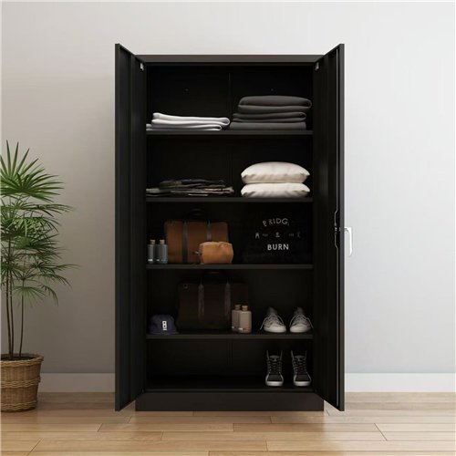 Steel Storage Cabinet with Adjustable Shelves, 800x400x1800mm  | Stalwart DA-GGGFCA19Black