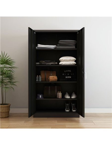 Steel Storage Cabinet with Adjustable Shelves, 800x400x1800mm  | Stalwart DA-GGGFCA19Black