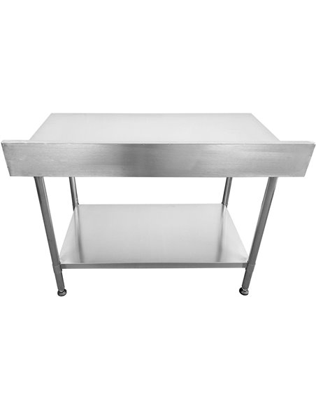 Commercial Mobile Work table with Adjustable feet Stainless steel Bottom shelf Rear upstand 1200x600xx850/930mm | Stalwart DA-WT
