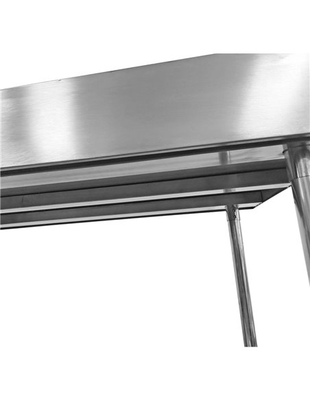 Commercial Mobile Work table with Adjustable feet Stainless steel Bottom shelf Rear upstand 1200x600xx850/930mm | Stalwart DA-WT