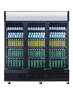 Commercial Bottle cooler 1300 litres Ventilated cooling 3 hinged doors Black | Stalwart DA- LG1300BFBLACK 2