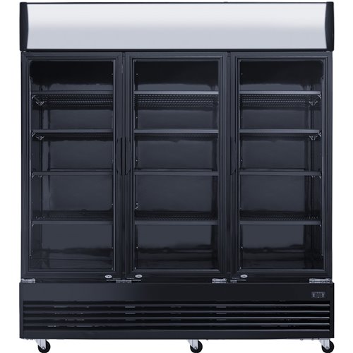 Commercial Bottle cooler 1300 litres Ventilated cooling 3 hinged doors Black | Stalwart DA- LG1300BFBLACK