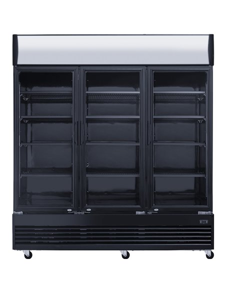 Commercial Bottle cooler 1300 litres Ventilated cooling 3 hinged doors Black | Stalwart DA- LG1300BFBLACK