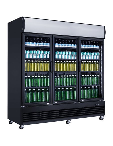 Commercial Bottle cooler 1300 litres Ventilated cooling 3 hinged doors Black | Stalwart DA- LG1300BFBLACK