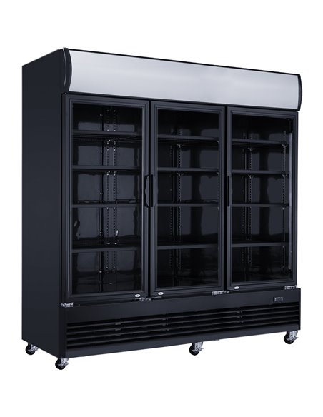 Commercial Bottle cooler 1300 litres Ventilated cooling 3 hinged doors Black | Stalwart DA- LG1300BFBLACK