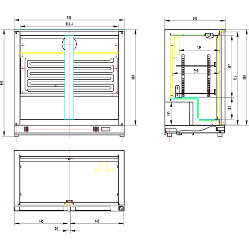 Back bar cooler 2 sliding doors 220 litres Black, height 850mm | Stalwart DA-BC02PS85