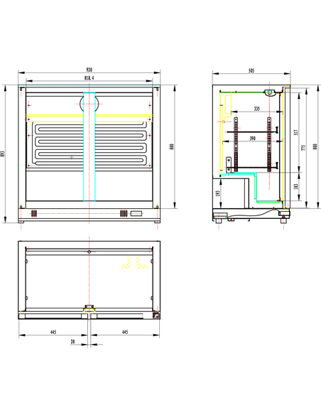 Back bar cooler 2 sliding doors 220 litres Black, height 850mm | Stalwart DA-BC02PS85