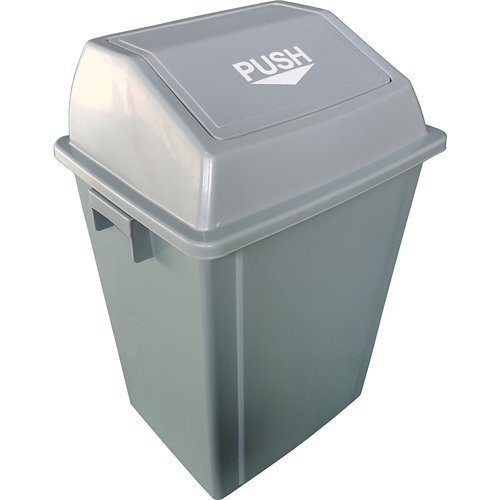 Square Push Lid Bin 60 Litres Grey | Stalwart DA-XDL60B6GREY