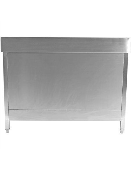 Commercial Worktop Floor Cupboard 2 sliding doors Stainless steel 2000x600x850mm Upstand | Stalwart DA-SCP20060B