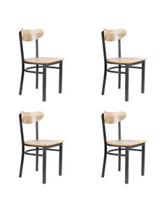 Black Steel Chair with Driftwood Seat &amp Driftwood Back | Stalwart DA-GS65VDWSDWB