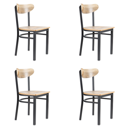 Black Steel Chair with Driftwood Seat &amp Driftwood Back | Stalwart DA-GS65VDWSDWB