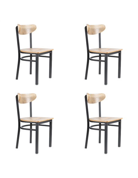 Black Steel Chair with Driftwood Seat &amp Driftwood Back | Stalwart DA-GS65VDWSDWB
