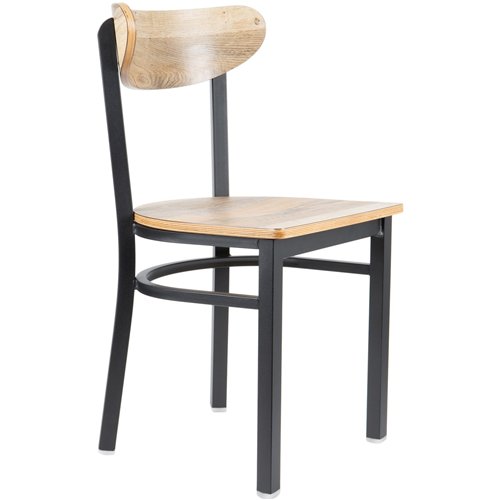 Black Steel Chair with Driftwood Seat &amp Driftwood Back | Stalwart DA-GS65VDWSDWB