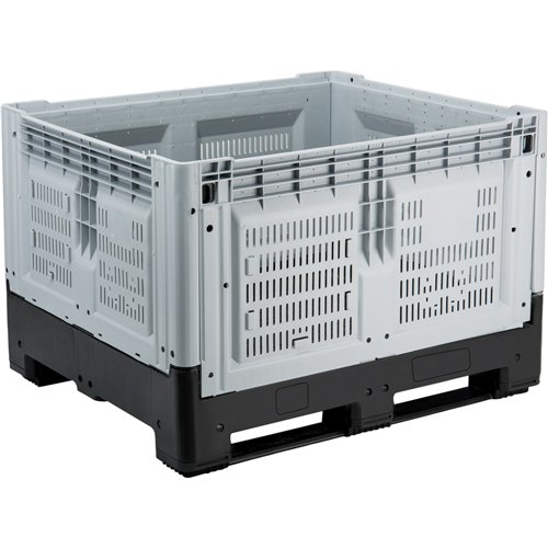 Vented Plastic Pallet Box | 790h x 1000w x 1200d mm | Stalwart DA-XDP1210KWGREY